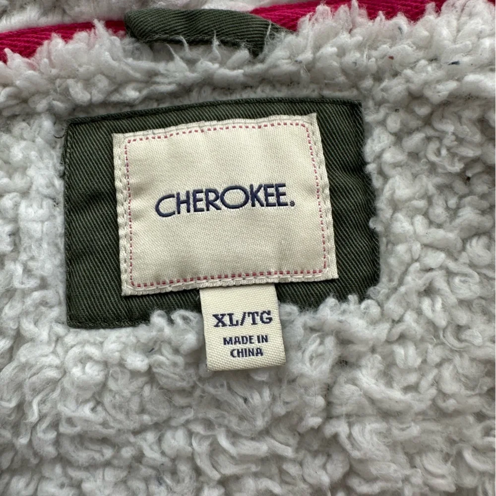 Cherokee Olive Utility Girl Jacket with Pink Accents